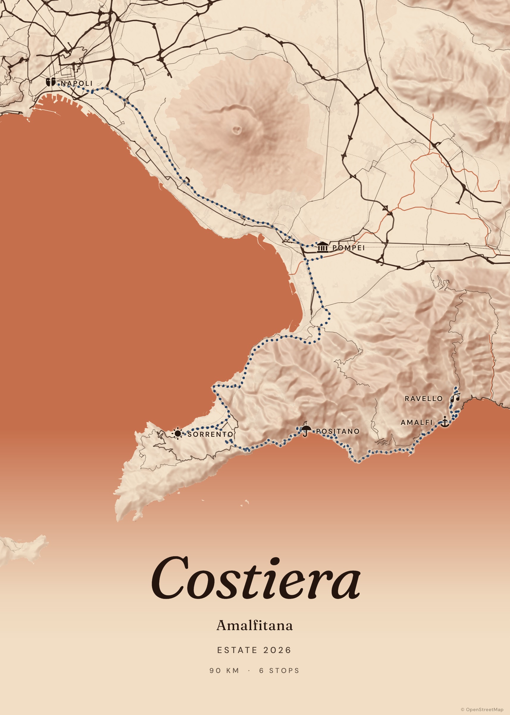 Map poster: Costiera — Amalfitana