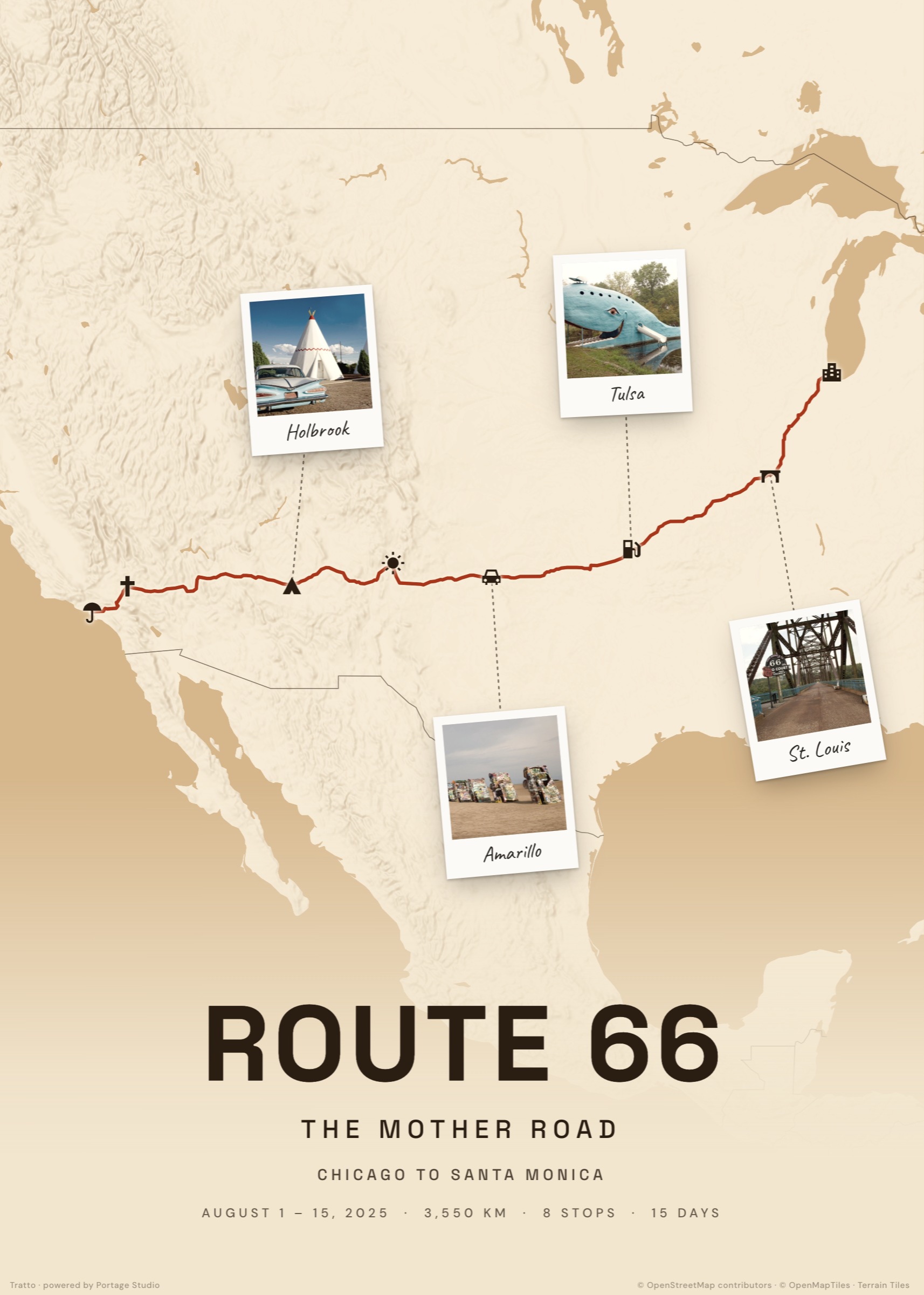 Map poster: Route 66 — The Mother Road
